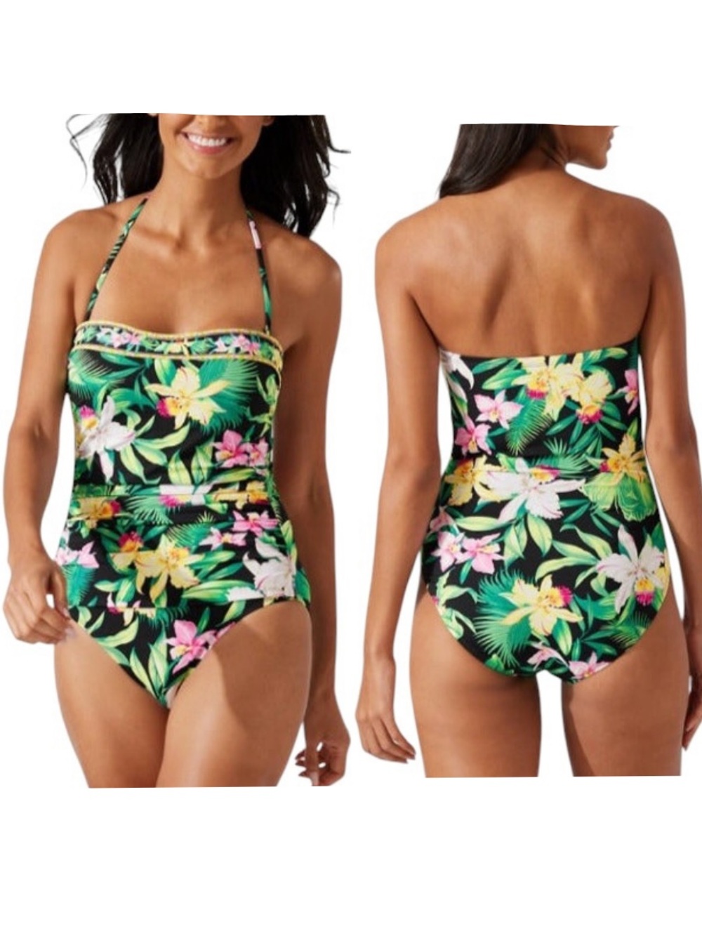 Tommy Bahama Orchid Garden Bandeau One-Piece Swimsuit Size 8